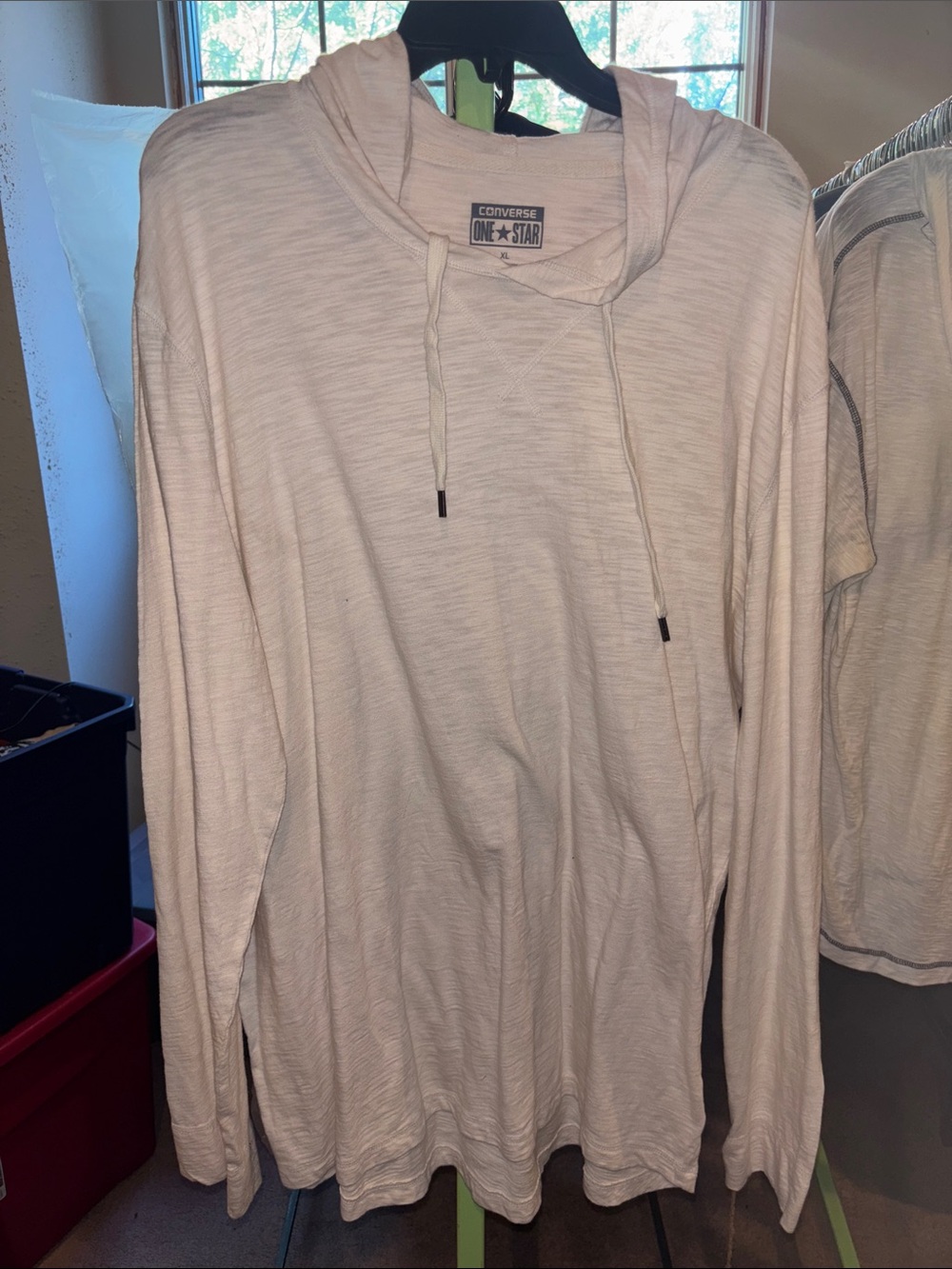 Converse One Star Men's Cream Crewneck Hooded Long-Sleeve